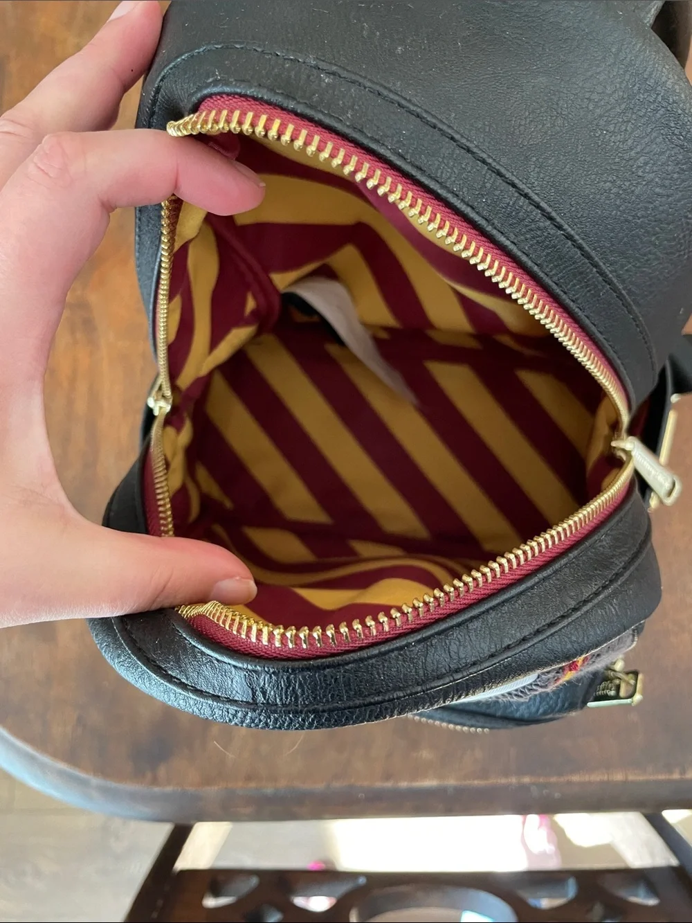 Loungefly Harry Potter Mini Backpack with Gryffindor Tie Detail - Black & Red